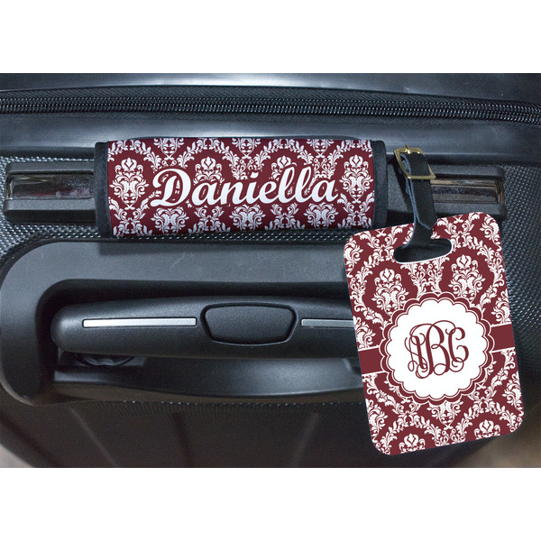Maroon & White Luggage Wrap & Tag