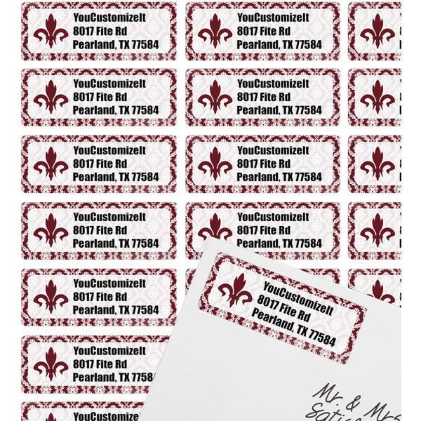 Maroon & White Mailing Label on Envelope - Multiple Labels