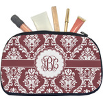 Maroon & White Makeup / Cosmetic Bag - Medium (Personalized)