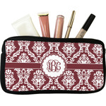 Maroon & White Makeup / Cosmetic Bag - Small (Personalized)