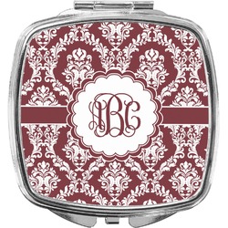 Maroon & White Compact Makeup Mirror (Personalized)