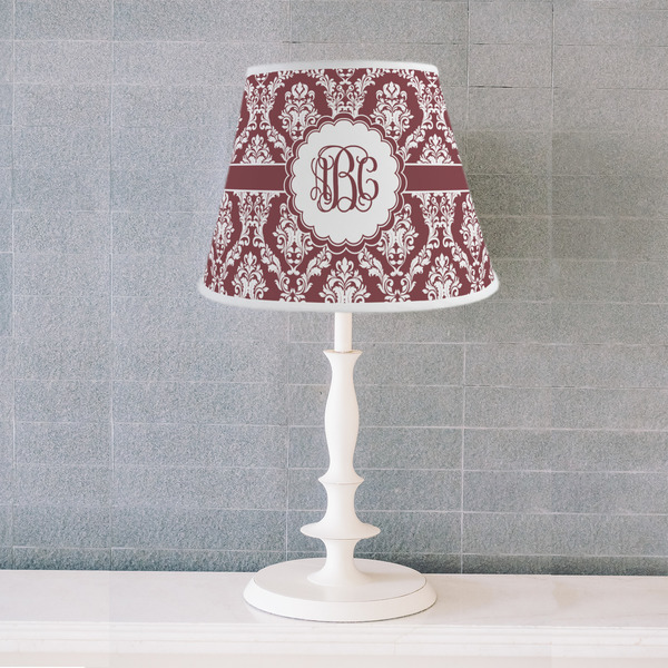 Maroon & White Poly Film Empire Lampshade - Lifestyle