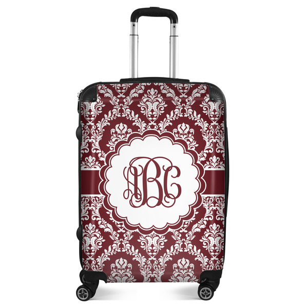 Custom Maroon & White Suitcase - 24" Medium - Checked (Personalized)