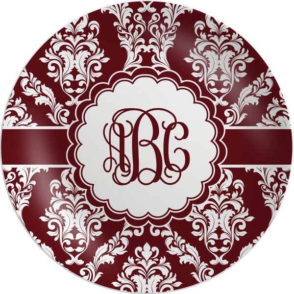 Custom Maroon & White Melamine Salad Plate - 8" (Personalized)
