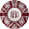 Maroon & White Melamine Plate 8 inches