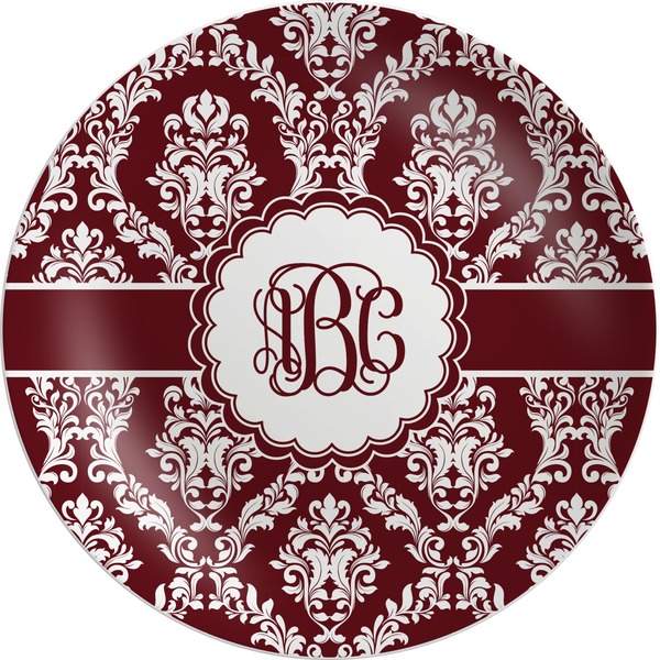 Custom Maroon & White Melamine Plate (Personalized)