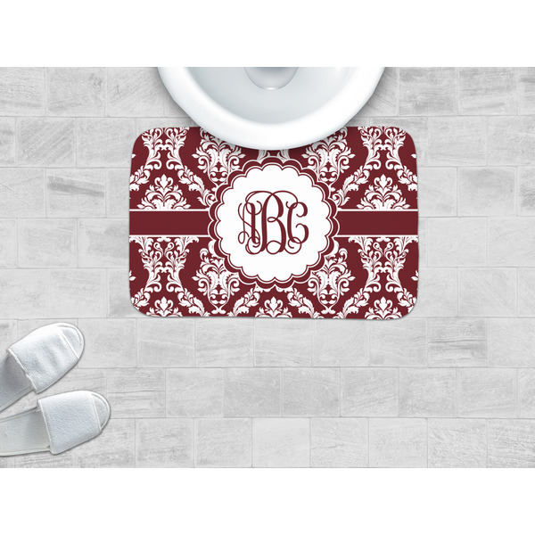 Maroon & White Memory Foam Bath Mat - LIFESTYLE