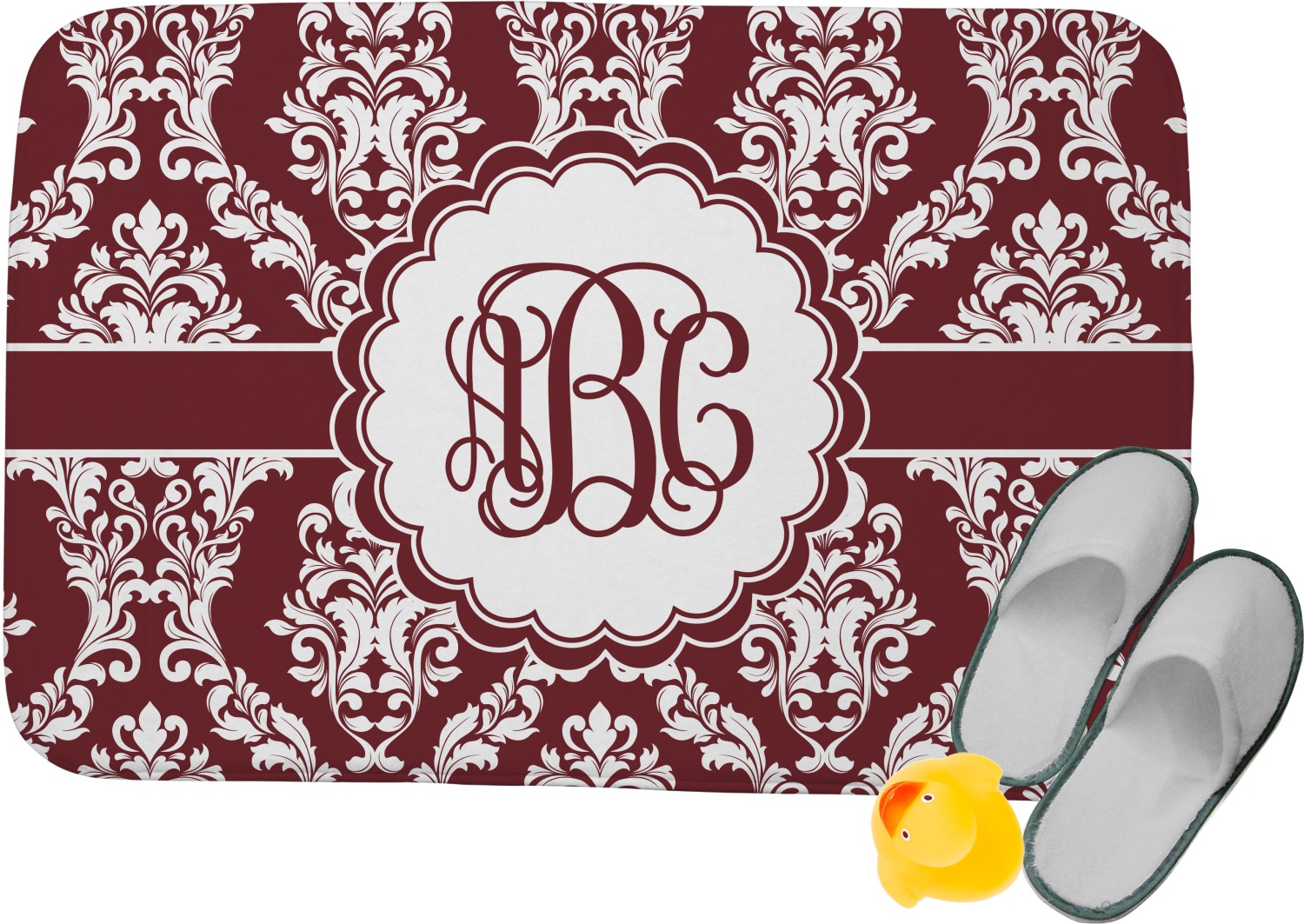 Custom Maroon & White Memory Foam Bath Mat (Personalized) YouCustomizeIt
