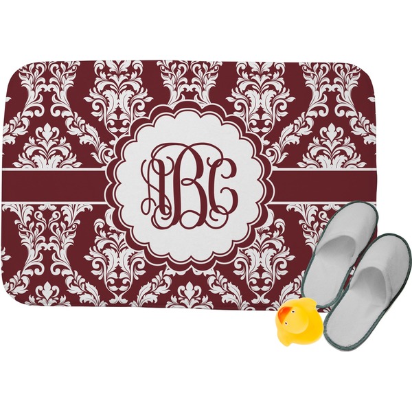 Custom Maroon & White Memory Foam Bath Mat (Personalized)
