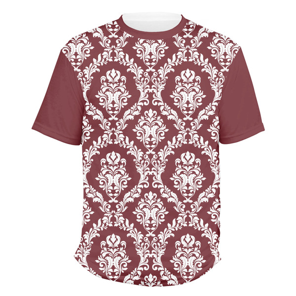 Custom Maroon & White Men's Crew T-Shirt - Small