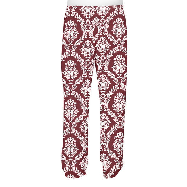 Maroon & White Men's Pjs Back - on model
