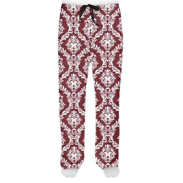Maroon & White Men's Pjs Front - on model