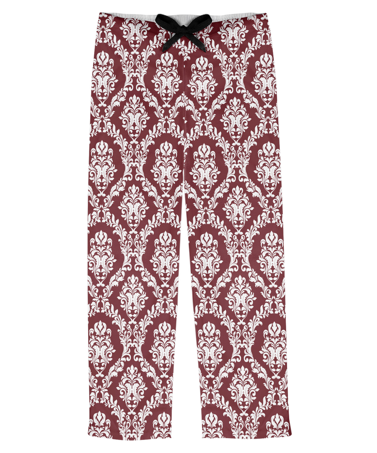 Custom Maroon & White Mens Pajama Pants (Personalized) | YouCustomizeIt