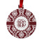 Maroon & White Metal Ball Ornament - Front