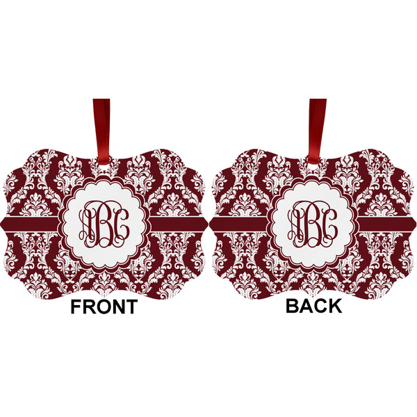 Maroon & White Metal Benilux Ornament - Front and Back (APPROVAL)