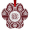 Maroon & White Metal Paw Ornament - Front