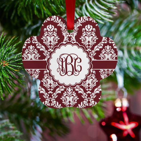 Maroon & White Metal Paw Ornament - Lifestyle