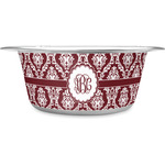 Maroon & White Stainless Steel Dog Bowl - Small (Personalized)
