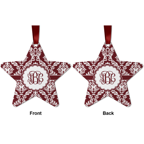 Maroon & White Metal Star Ornament - Front and Back