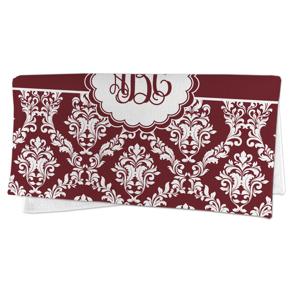 Maroon & White Microfiber Dish Rag - FOLDED (half)