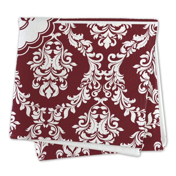 Maroon & White Microfiber Dish Rag - FOLDED (square)