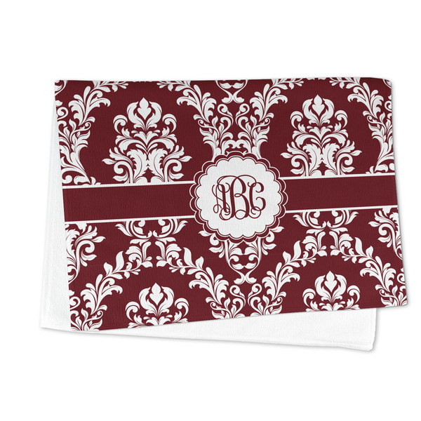 Maroon & White Microfiber Dish Towel - FOLDED HALF
