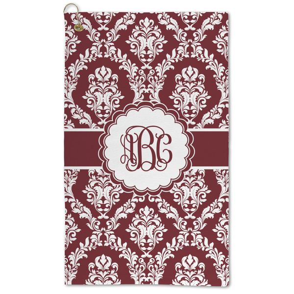Custom Maroon & White Microfiber Golf Towel - Large (Personalized)