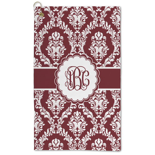 Custom Maroon & White Microfiber Golf Towel (Personalized)