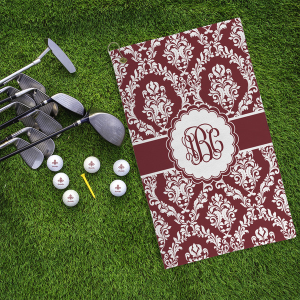 Maroon & White Microfiber Golf Towels - LIFESTYLE