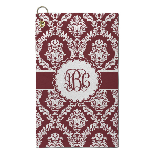 Custom Maroon & White Microfiber Golf Towel - Small (Personalized)