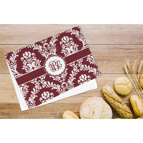 Maroon & White Microfiber Kitchen Towel - LIFESTYLE