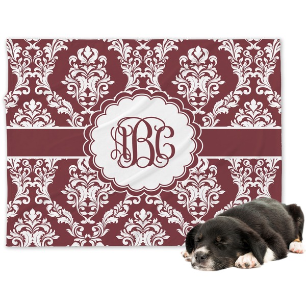 Custom Maroon & White Dog Blanket - Large (Personalized)
