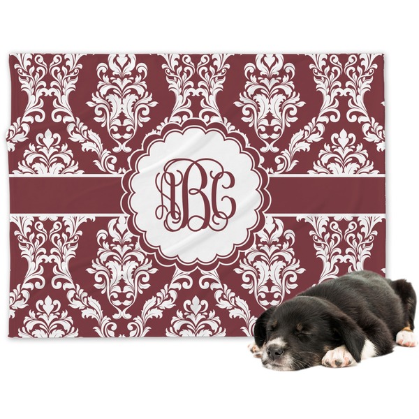Custom Maroon & White Dog Blanket (Personalized)