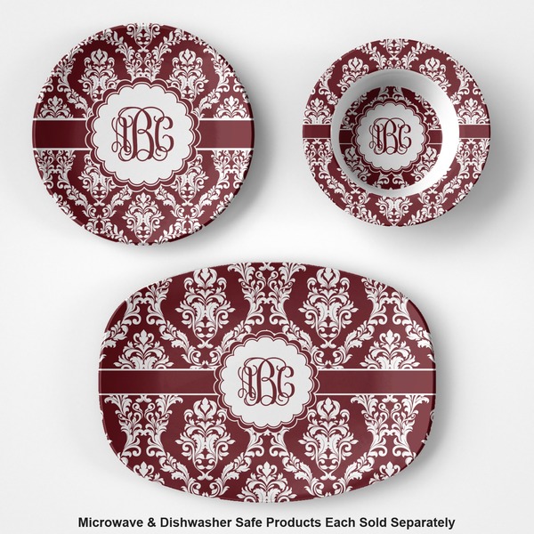 Maroon & White Microwave & Dishwasher Safe CP Plastic Dishware - Group
