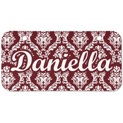 Maroon & White Mini/Bicycle License Plate (2 Holes) (Personalized)
