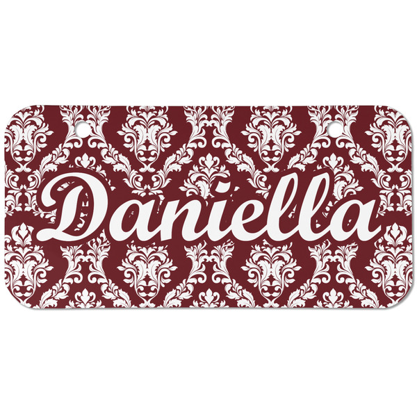 Custom Maroon & White Mini/Bicycle License Plate (2 Holes) (Personalized)