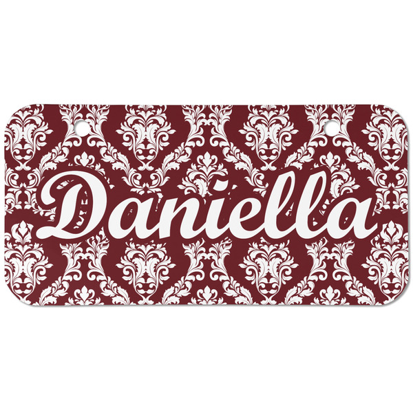Maroon & White Mini Bicycle License Plate - Two Holes