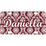 Maroon & White Mini / Bicycle License Plate (4 Holes) (Personalized)