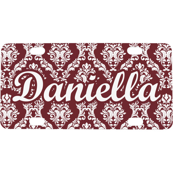 Custom Maroon & White Mini / Bicycle License Plate (4 Holes) (Personalized)
