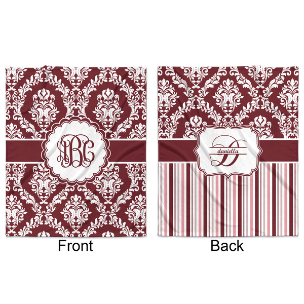 Maroon & White Minky Blanket - 50"x60" - Double Sided - Front & Back