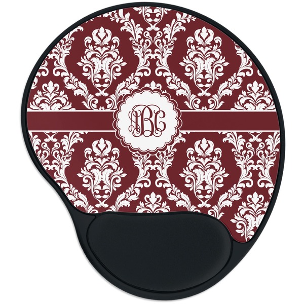 Custom Maroon & White Mouse Pad with Wrist Support