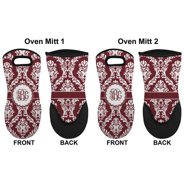 Maroon & White Neoprene Oven Mitt - Set of 2 - Approval