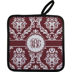 Maroon & White Pot Holder w/ Monogram