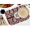 Maroon & White Octagon Placemat - Single front (LIFESTYLE) Flatlay