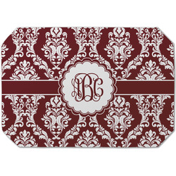 Maroon & White Dining Table Mat - Octagon (Single-Sided) w/ Monogram