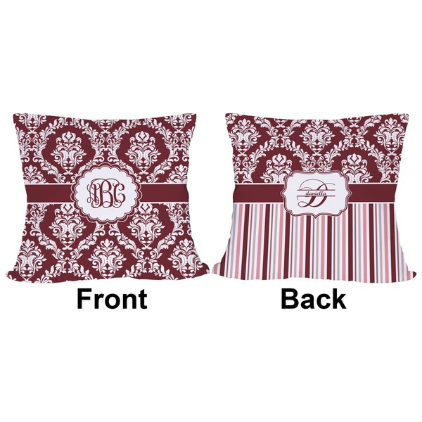 Maroon & White Outdoor Pillow - 18x18