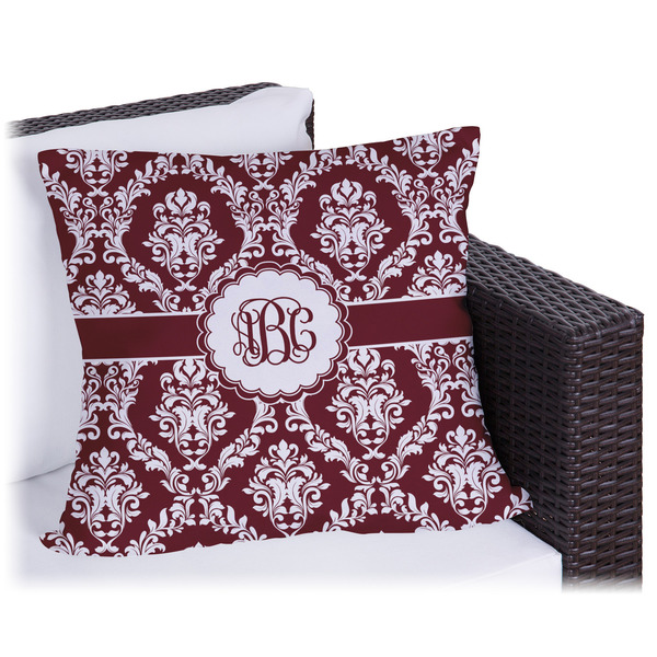 Custom Maroon & White Outdoor Pillow (Personalized)