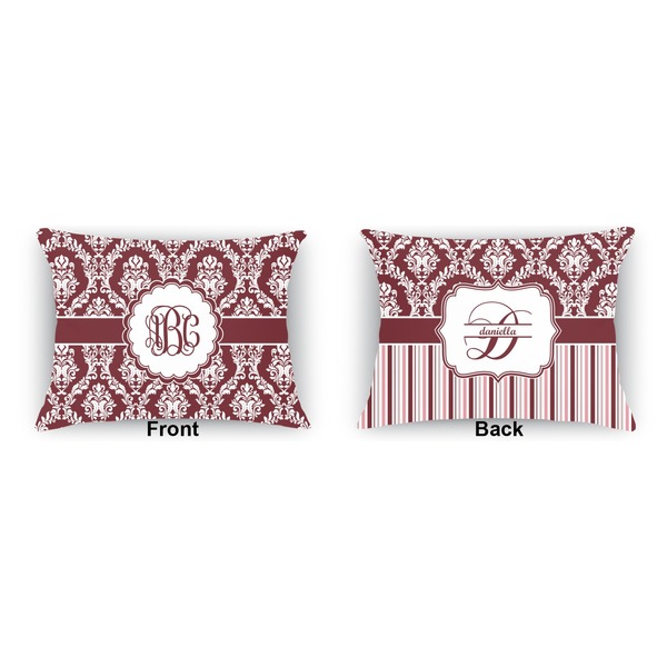 Maroon & White  Outdoor Rectangular Throw Pillow (Front and Back)
