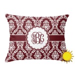 Maroon & White Outdoor Throw Pillow (Rectangular) (Personalized)