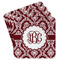Maroon & White Paper Coasters - Front/Main